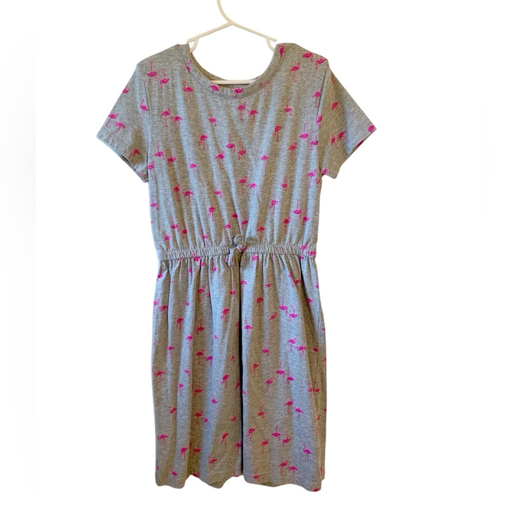 Gap Factory Gray Kids Dress with Pink Flamingos size M 8